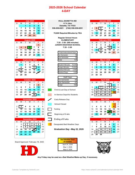HULL-DAISETTA ISD School Calendar 25-26 [PDF] - EduCounty