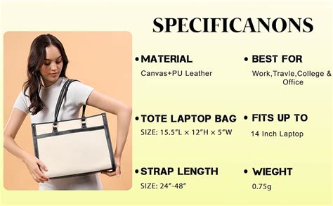 Womanix Women's Laptop Tote Bag Canvas Laptop Bag 15.6 inch Work ...
