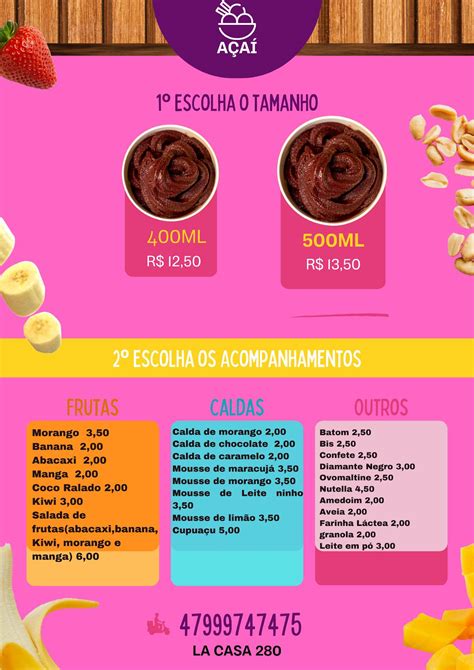 Menu at La Casa 280 restaurant, Joinville