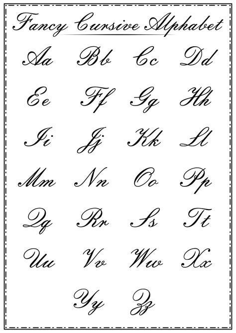 Fancy Cursive Alphabet
