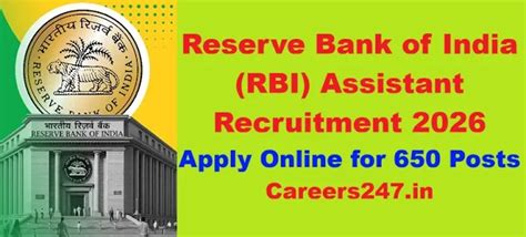 Reserve Bank of India (RBI) Assistant Recruitment 2026 - Apply Online ...