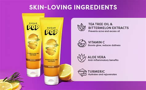 SUGAR POP Vitamin C & Tea Tree Facewash | Brightening | Oil-Control ...