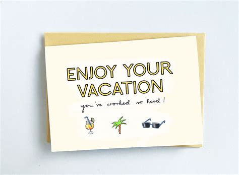 Enjoy Your Vacation Greeting Card for Your Colleagues and Employees - Etsy