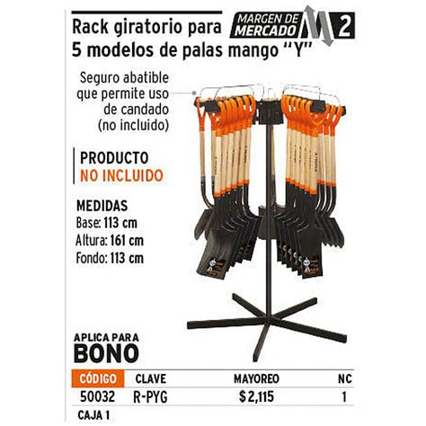Rack para palas con mango 'Y', giratorio para 30 piezas Truper Rack ...