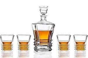 James Scott 5 Piece Elegant Whisky Decanter Set, Includes A Decanter ...