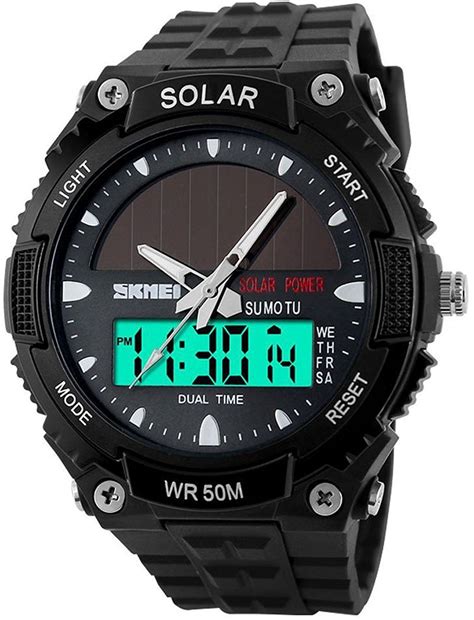 Fanmis Men's Solar Powered Casual Quartz Watch Digital & Analog ...