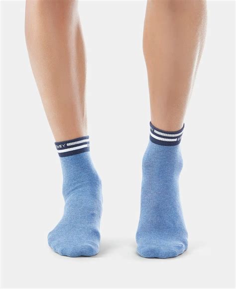 Buy Compact Cotton Ankle Length Socks with StayFresh Treatment - Denim ...
