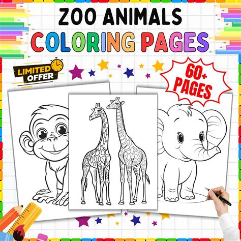 Zoo Animals Coloring Pages 60+ Sheets Elephants, Monkeys, Lions ...