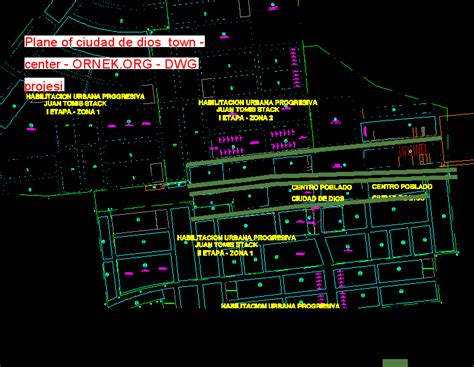 Plane of ciudad de dios town - center dwg projesi - Autocad Projeler