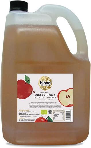 Biona Organic Apple Cider Vinegar With Mother 5 L, 5 Percent Acidity ...