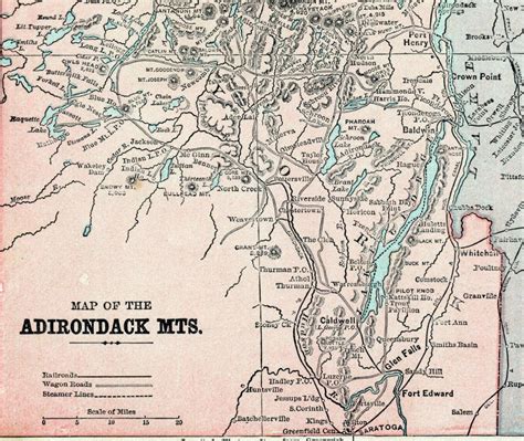 1896 Antique Map of the Adirondack Mountains New York