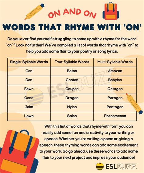 Words that Rhyme with On to Get Your Rhyme Game On - ESLBUZZ