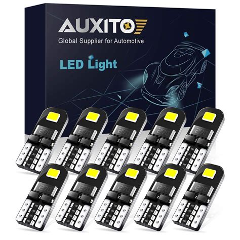 AUXITO Newest T10 W5W 194 168 LED Bulbs – 6500K White, Canbus Error-Fr