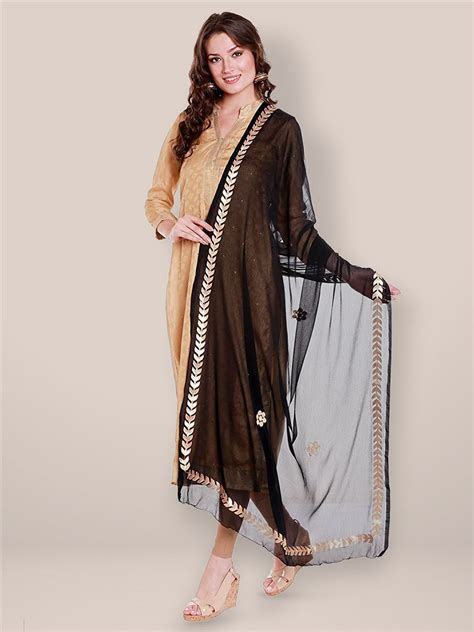Black Chiffon Dupatta with Gotta Patti Work. Dupatta Bazaar