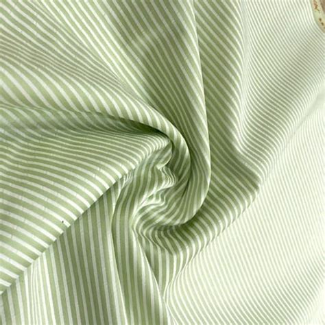 Green Strips on Grey Glace Cotton Print