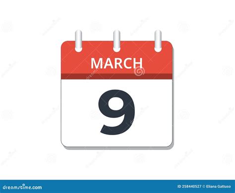 March, 9th Calendar Icon Vector. Concept of Schedule, Business and ...
