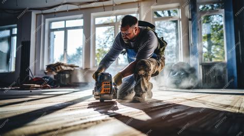 Premium Photo | Worker uses a cutting machine Construction worker ...