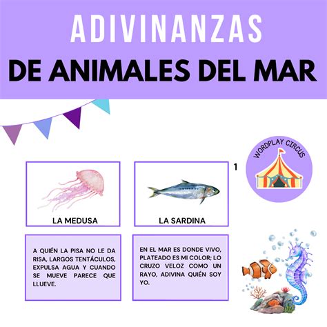 Recopilación de adivinanzas de Animales Marinos Ocean Animals Riddles ...