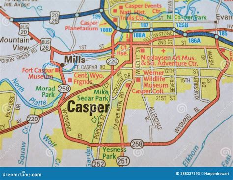 Map Image of Casper, Wyoming Stock Image - Image of wildlife, major: 288337193