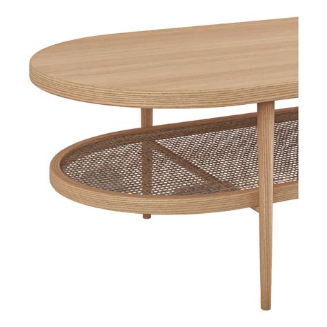 Alec White Oak & Rattan Coffee Table – Nismaaya Decor