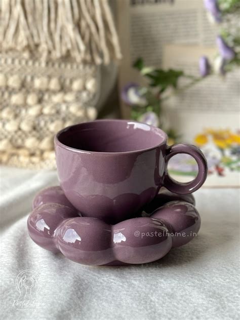 Purple Bubble Mug & Saucer set – Pastel Home