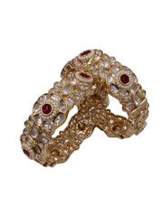 Buy Designer Gold Plated Floral Design Polki Bangles From Gehna Shop