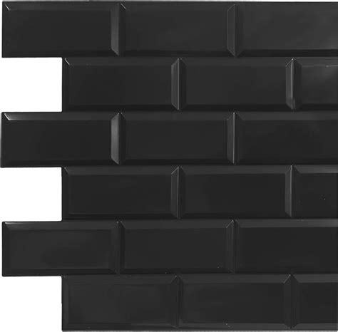 Buy Dundee Deco PG7103 Black Faux Bricks PVC 3D Wall Panel, 3.2 ft X 1. ...