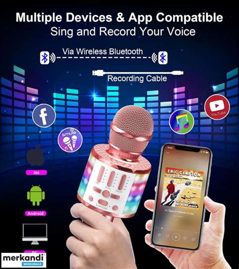 Bluetooth Karaoke Microphone, Portable Kids Karaoke with LED Speaker ...