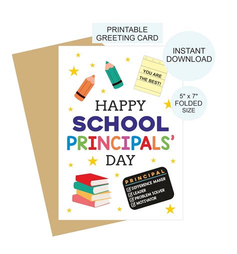Happy School Principal Day Card Printable / School Principals Day Card ...