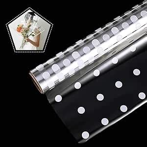 Saksham Clear Transparent White Polka Dot Cellophane Wrapping Roll (20m ...