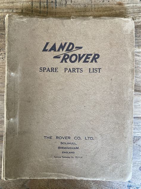 1948 Land-Rover Series 1 80 inch spare parts list TP/111/A parts manual ...