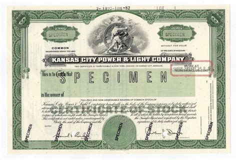 Specimen - Kansas City Power & Light Company Stock Certificate