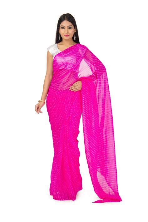 Buy Georgette Mothda Leheriya Saree In pink Color Online | Sarees | Ranas