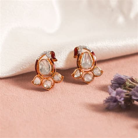 Dainty Buds Polki Diamond Earrings | 18K Gold with Polki Diamonds ...