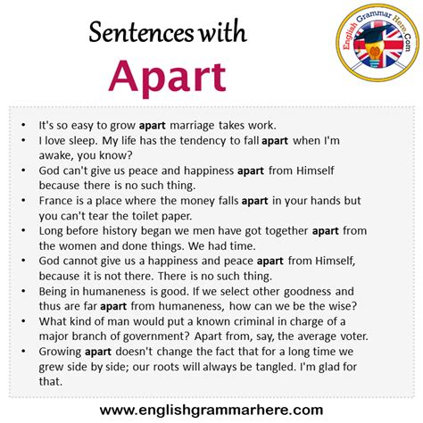 Sentences with Apart, Apart in a Sentence in English, Sentences For ...