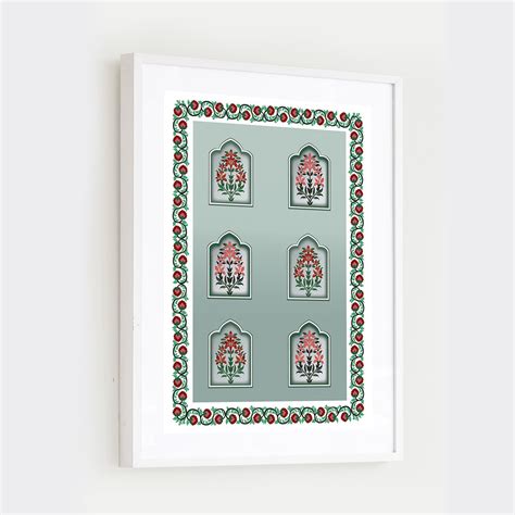 Mughal Marvels in Green Wall Painting – Nestroots