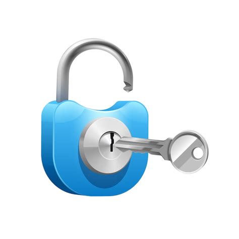 Cadenas bleu métal avec clé pour ouverture ou fermeture | Vecteur Gratuite