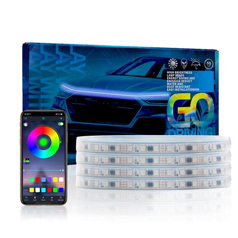 G18 1.8m 12V Flexible Car Hood Glow Headlight Strip Multicolor Waterpr ...