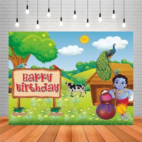 Party Baazaar Little Krishna Theme Birthday Backdrop Kanha Ji ...