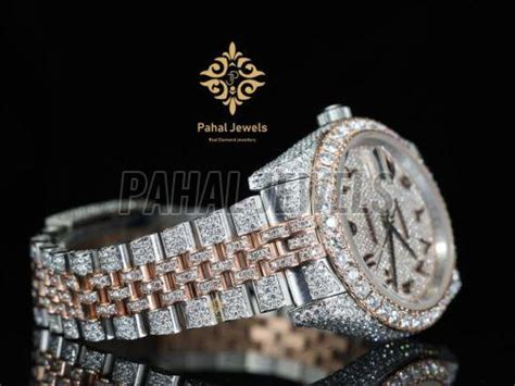 Moissanite Diamond Rose Gold Finish Watch Exporter, Supplier from Surat