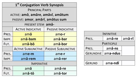 Latin Verb Synopsis Blank Chart