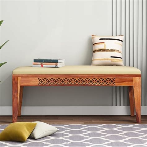Handwoody Wooden 3 SeaterBench for Living Room | 3 Seater DiningBench ...