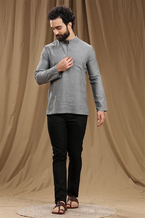 Exquisite Men's Cotton Short Kurta | Full Sleeves,plain COTTON SHORT ...