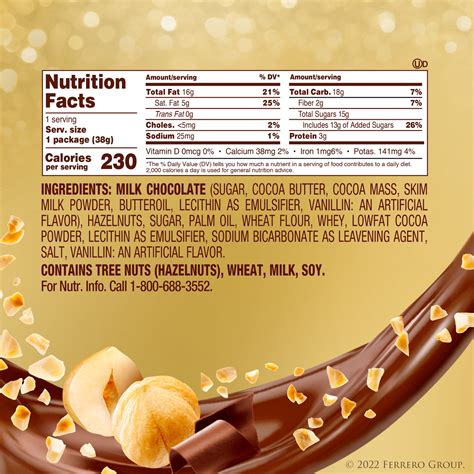 Ferrero Rocher Chocolates Nutrition Label at Joel Stanbury blog