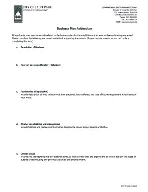Fillable Online stpaul Business Plan Addendum - Saint Paul Minnesota ...