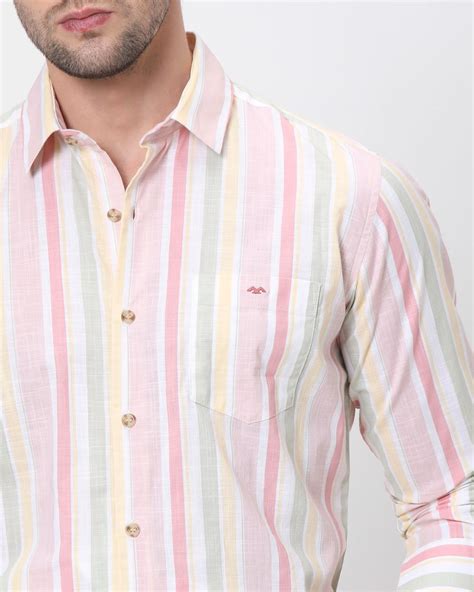 Buy Pastel Pink Candy Stripe Slim Fit Casual Shirt Online at Muftijeans
