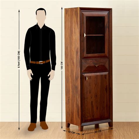 Buy Aarya Brown Sheesham Wood Bar Cabinet With Glass Door from Home ...