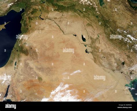 Satellite image of deserts in the Middle East Stock Photo - Alamy