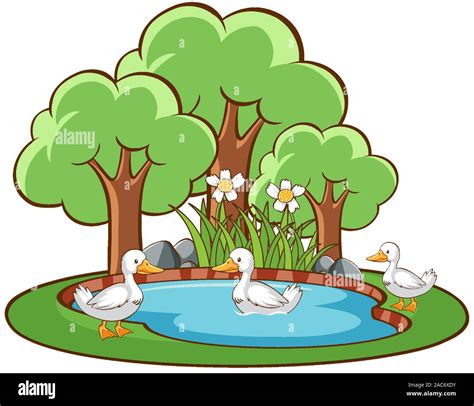 Pond With Ducks Clipart