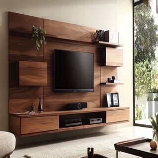 Industrial TV Unit Design With Metallic And Wooden Frame in Black and Brown